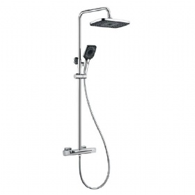 Rainfall  top shower and hand shower set Thermostatic Wall Mounted Square Multi-Function Fitting Rain Shower Set Bathroom Thermostatic Shower Faucet Set