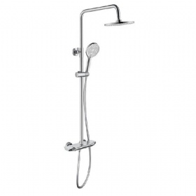 Factories New Arriving  Thermostatic Wall Mounted Rain Rainfall Shower Faucet And Full Set With Bathtub Mixers with large round shower head For Bathroom